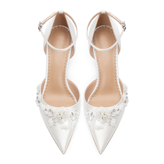 Women's Handmade Pearl Hollow Pointed Stiletto Temperament Sandals