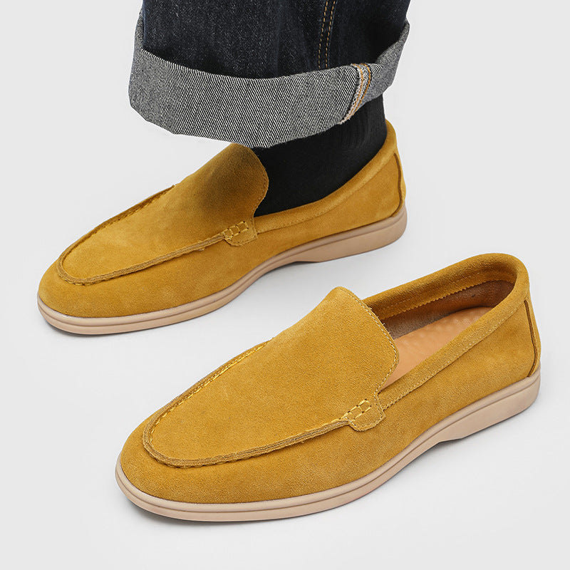 Men's Autumn Low-cut Suede Slip-on Matte Flat Bottom Slip Leather Shoes