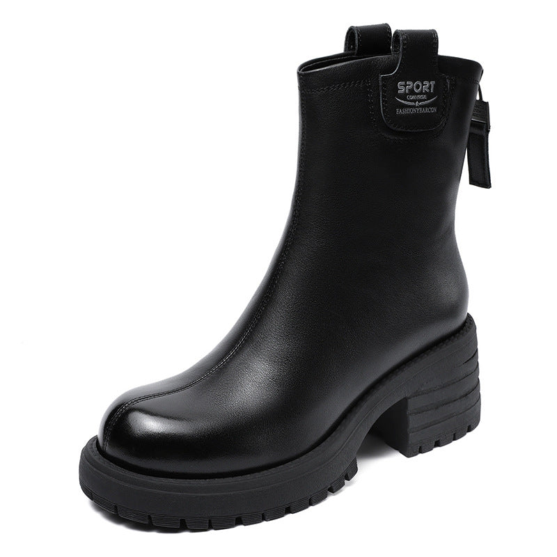 Women's High Fashion Round Toe Back Zip Short Boots