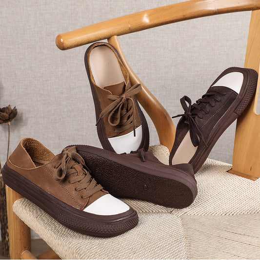 Women's Forest Style Genuine Cowhide Flat Soft Casual Shoes