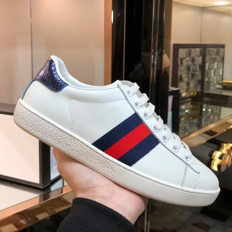 Women's & Men's Bee White Genuine Embroidered Couple Sports Casual Shoes