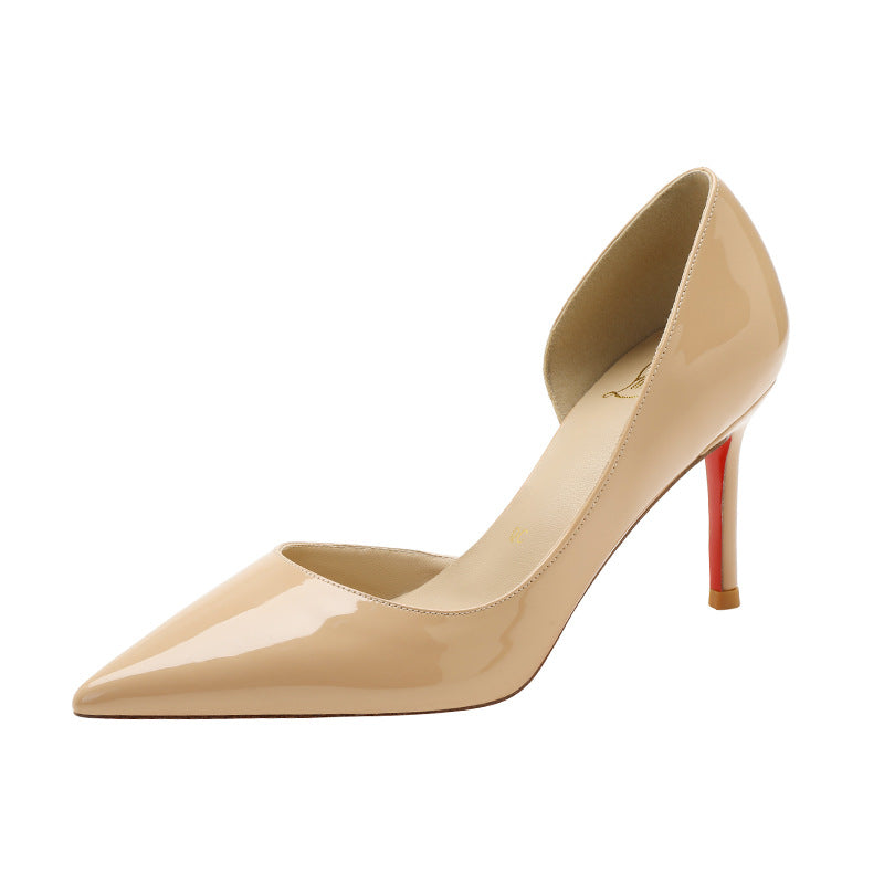 Sexy Not Tired Feet Side Empty High Pointed Stiletto Women's Fashion Shoes
