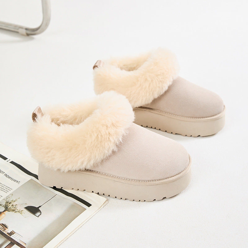 Insole Platform Female Winter Slip-on Fur Integrated Women's Snow Boots