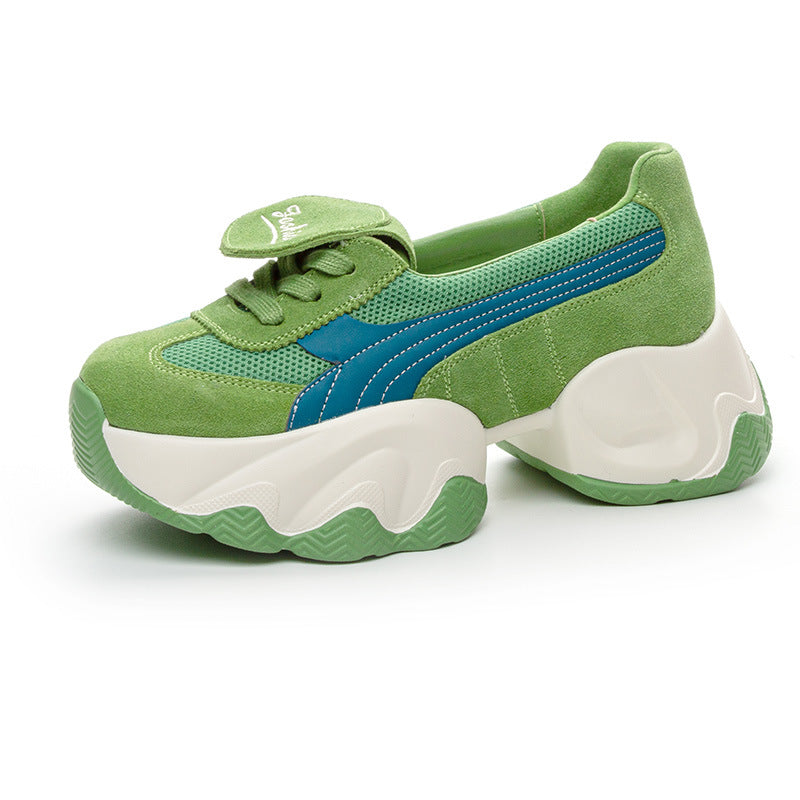 Women's Platform White Low-cut Sports Small Height Sneakers