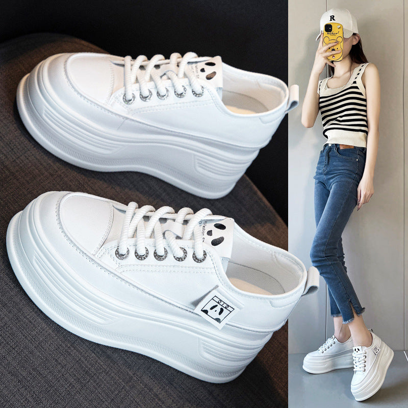 Women's Genuine Elevator White Thick Bottom Small Sports Women's Casual Shoes