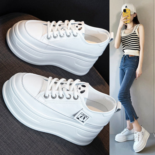 Women's Genuine Elevator White Thick Bottom Small Sports Women's Casual Shoes