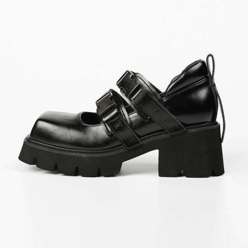 Women's Low-cut Metal Platform Plus Size One Leather Shoes