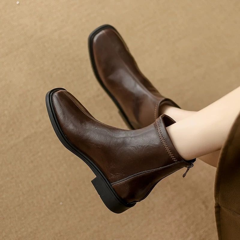 Women's Style Martin Skinny Chelsea Square Toe Fashionable Heels