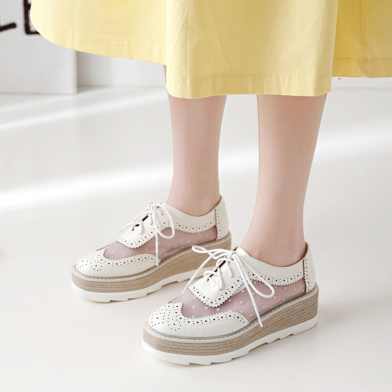Brogue Small British Style Platform Wedge Women's Casual Shoes