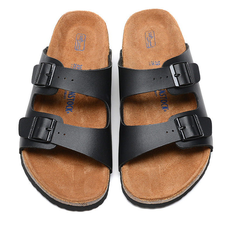 Women's Summer Niche Roman Style Cork Sole Flat Slippers