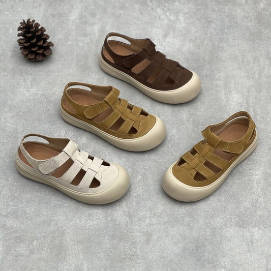 Women's Genuine Slip-on Closed Toe Summer Outer Wear Hollow Breathable Soft Sandals