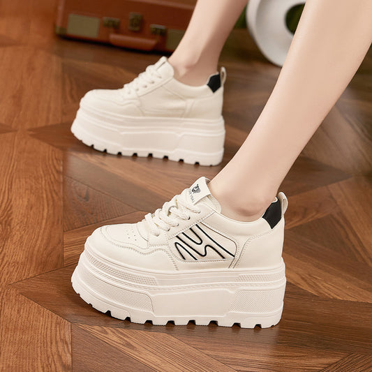 Women's Platform White Spring Hidden Muffin Soft Bottom Not Tired Men's Shoes