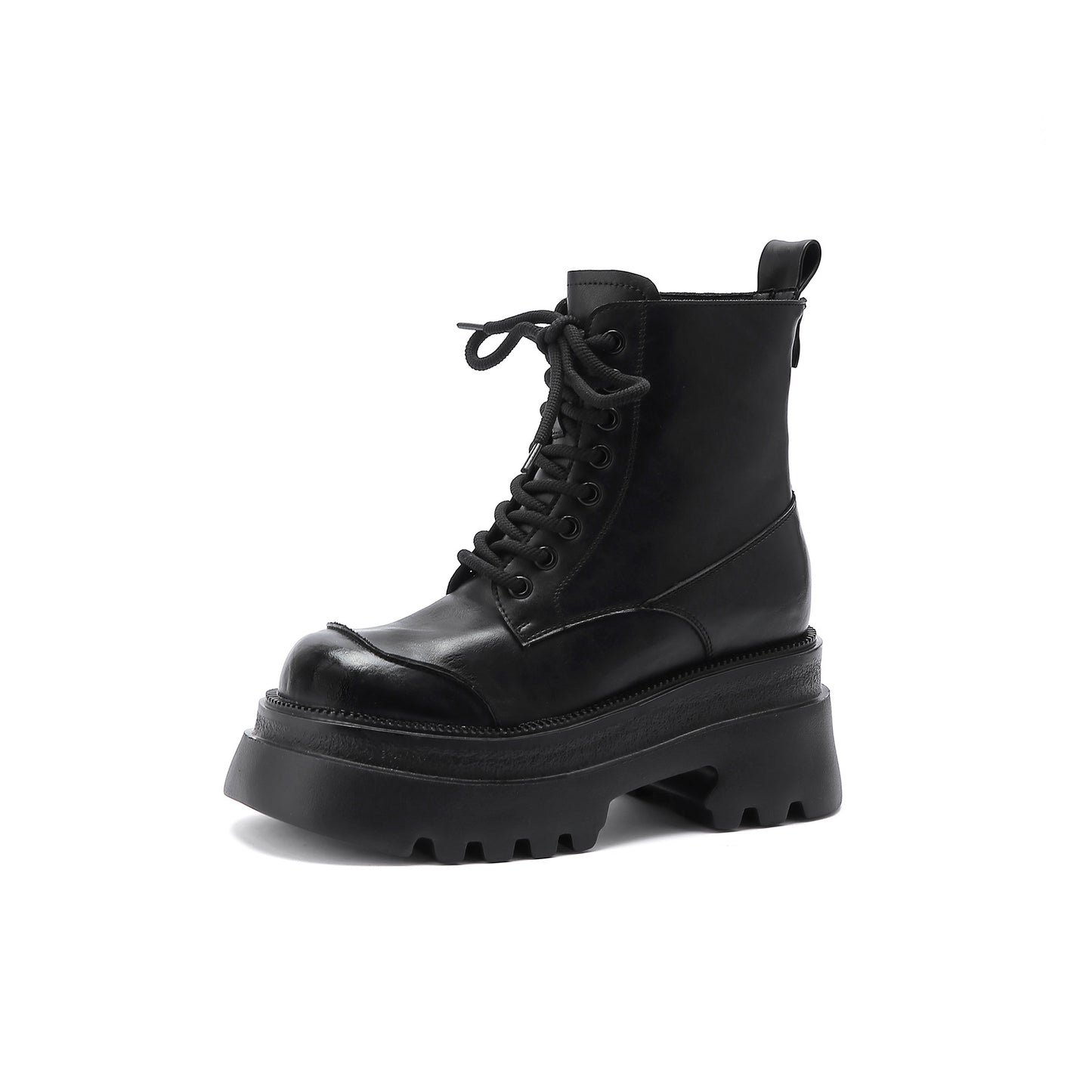 Women's Retro Brown Muffin Platform Lace Up Short British Style Boots