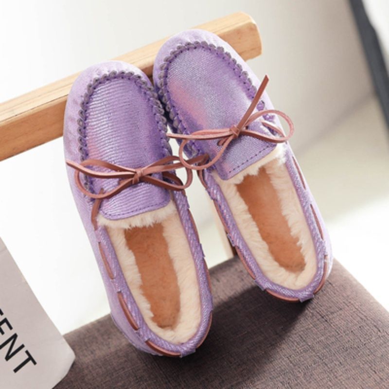 Women's With Fleece Lining Cotton Large Size Pregnant Fluffy Flat Bottom Loafers