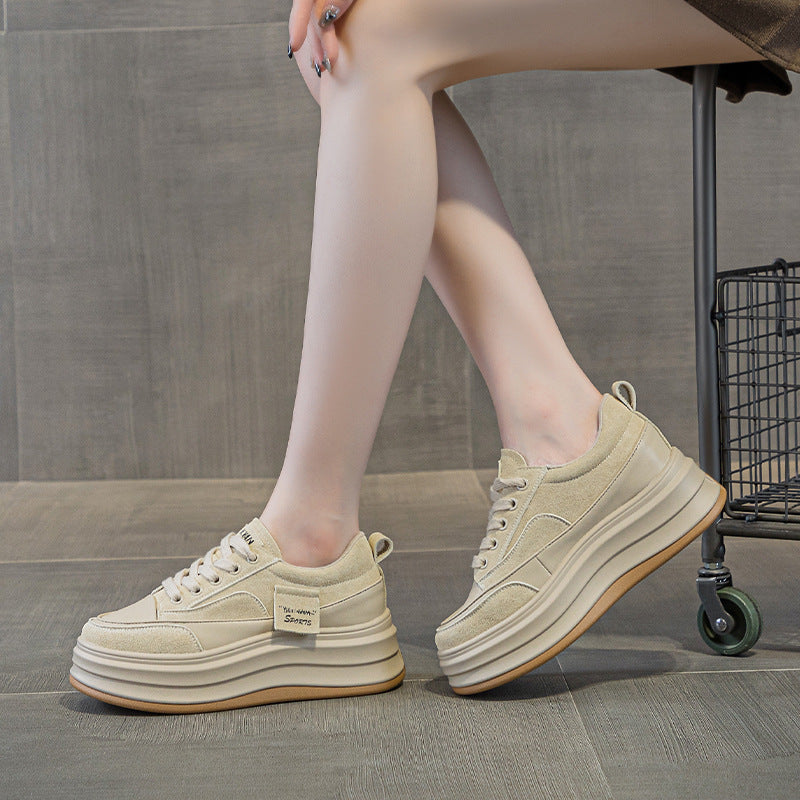 Women's White Autumn Thick Bottom Breathable Show Women's Casual Shoes