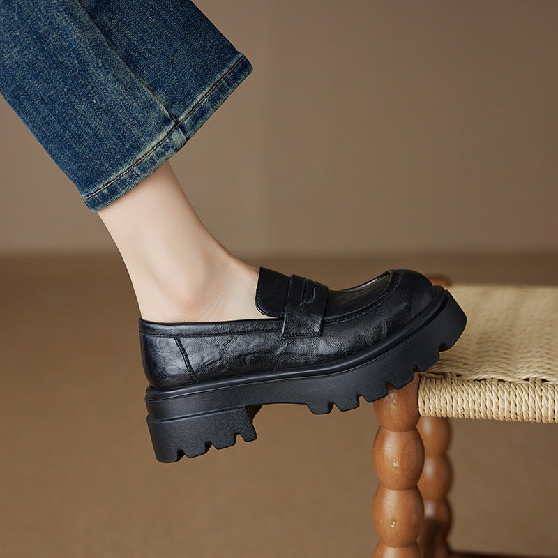 Women's Platform College Style Uniform Authentic Loafers