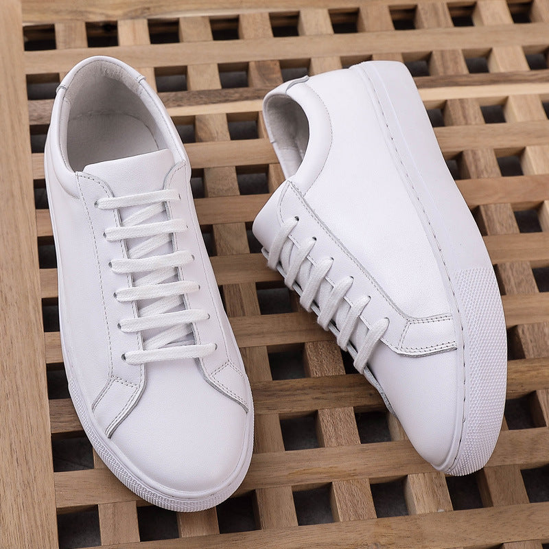 Men's Genuine Platform White Korean Fashion Casual Shoes
