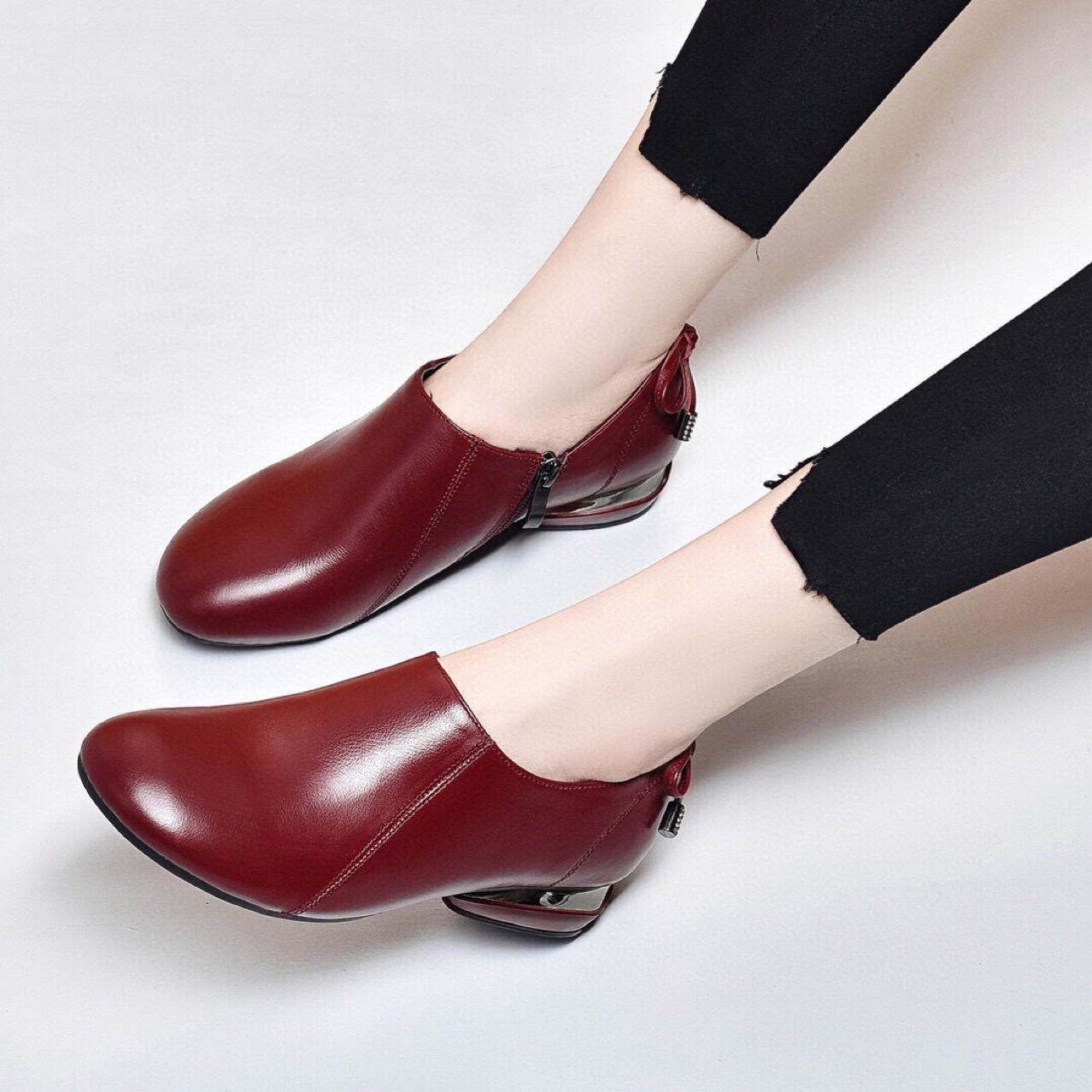 Genuine Round Toe Flat Bottom Bow Small Single-layer Soft Women's Casual Shoes