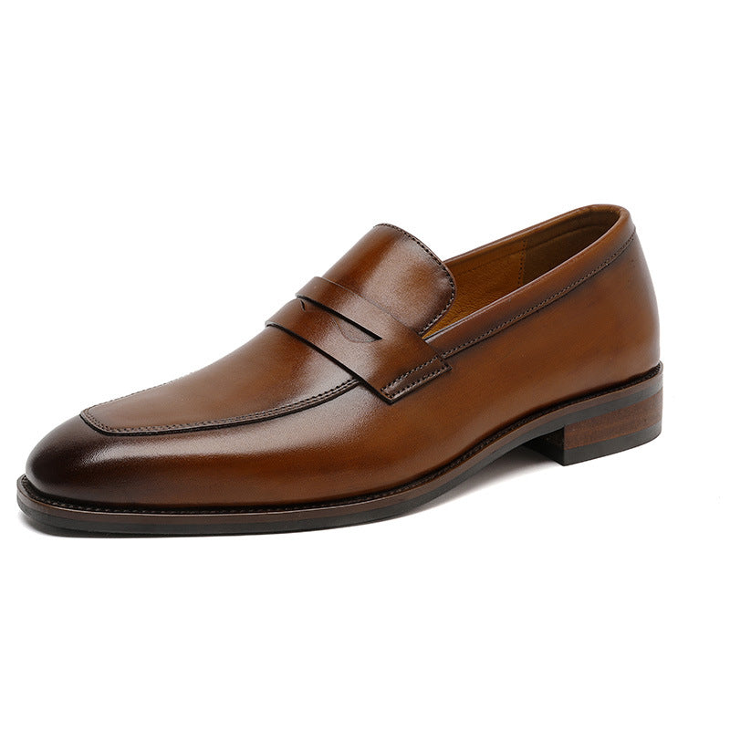 Men's Handmade Business First Layer Cowhide Lazy Slip-on Loafers/doug Shoes
