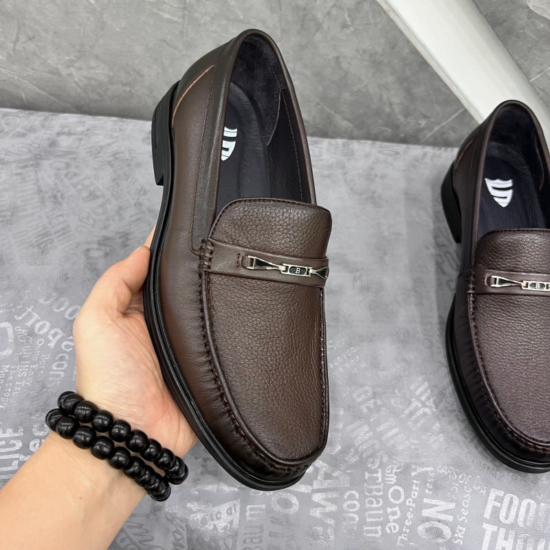 Men's First Layer Cowhide Dress Slip-on Fashion Soft Bottom Casual Shoes