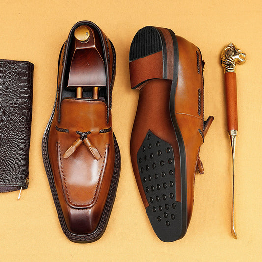 Men's Formal Wear Genuine England Style Square Men's Casual Leather Shoes