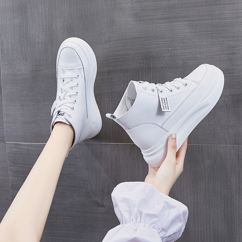 Women's Korean Style Platform White Sports Single Casual Shoes