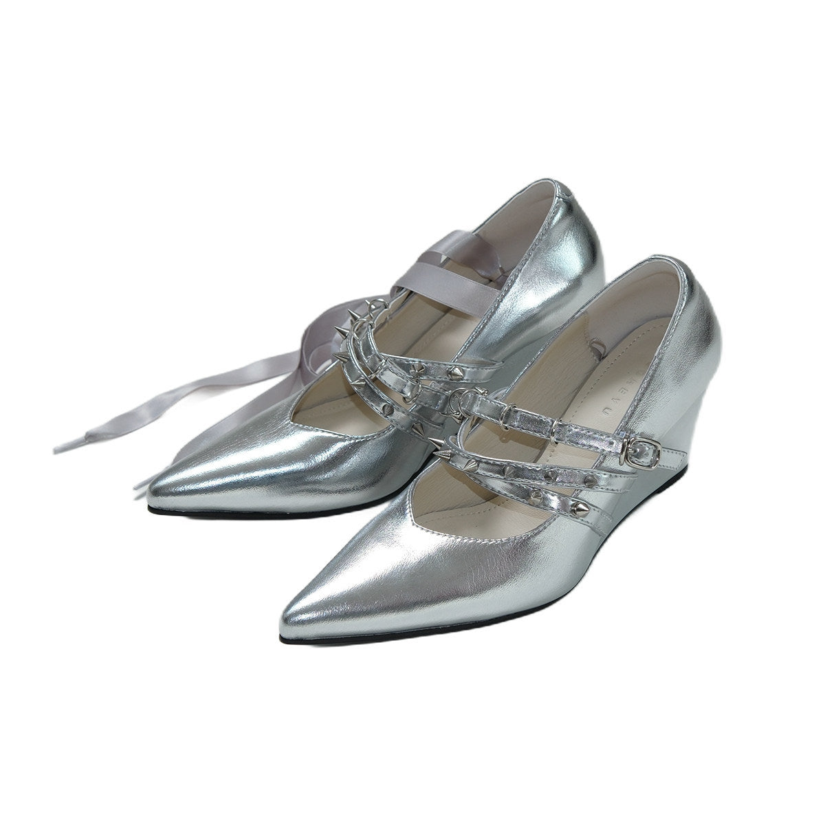 Women's Sier Cross Strap Rivet Wedge High Spring Retro Style Pointed Women's Fashion Shoes