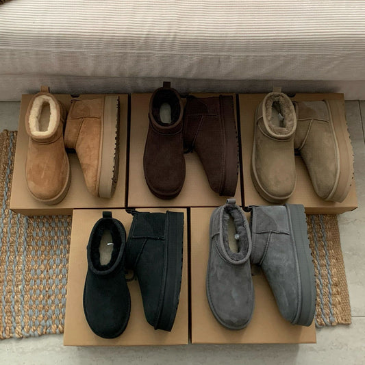 Women's Sf Platform Thick-soled Sheepskin Fur Integrated Snow Boots