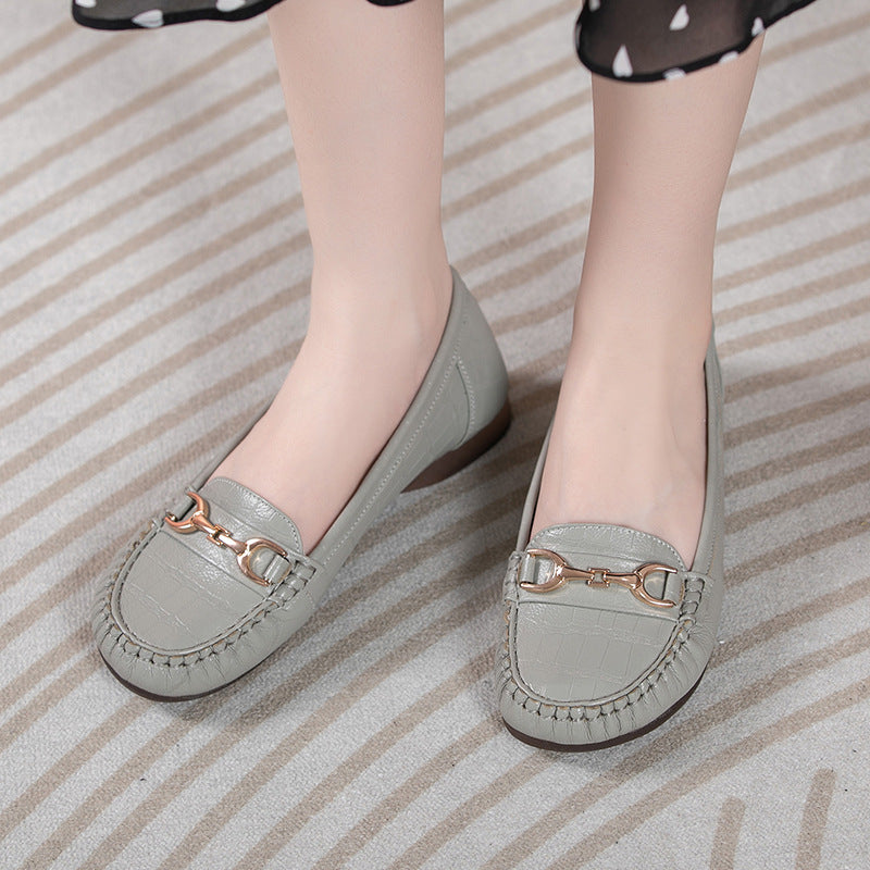 Color Metal Decorative Flat Bottom Pumps Low Casual Shoes