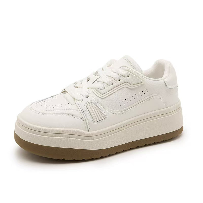 Women's Genuine Platform White Winter Brushed Fleece-lined Warm Round Women's Casual Shoes