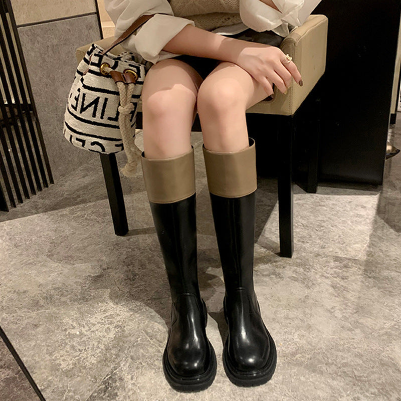 Fashion Round Head Thick Bottom Long Boots