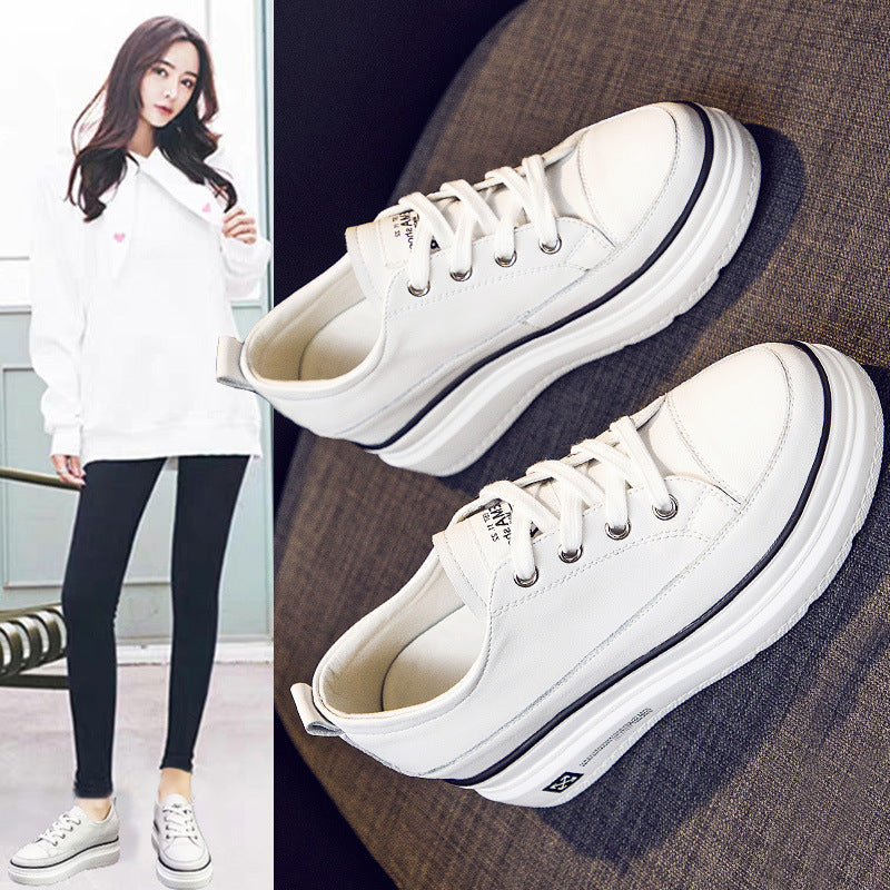 Women's Thick Bottom Cowhide Easy Wear Single Women's Casual Shoes