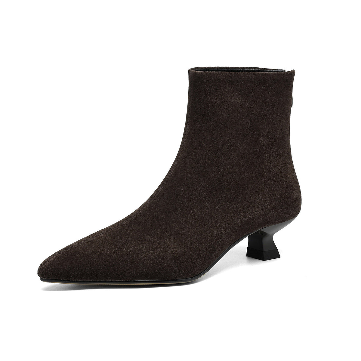 Women's Suede Matte Fashion Short Thick Wool Warm Kitten Pointed High Heels