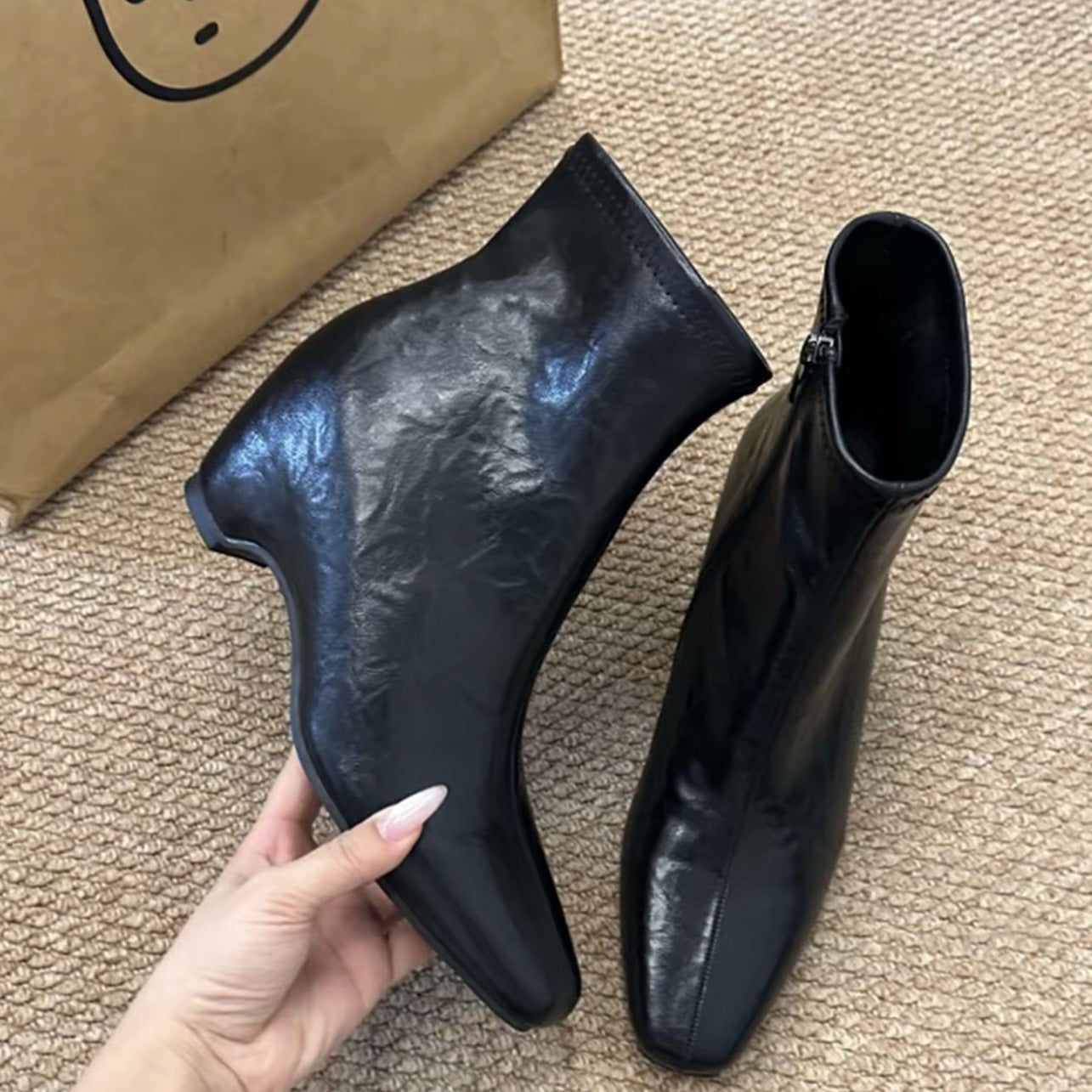 Cat Height Increasing Insole Small Super Soft French Short Tube Women's Leather Boots