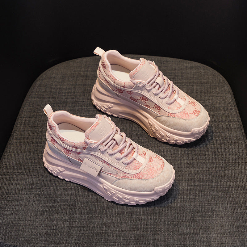 Women's Autumn French Round Head Thick Bottom Height Increasing Fashion Sports Women's Casual Shoes