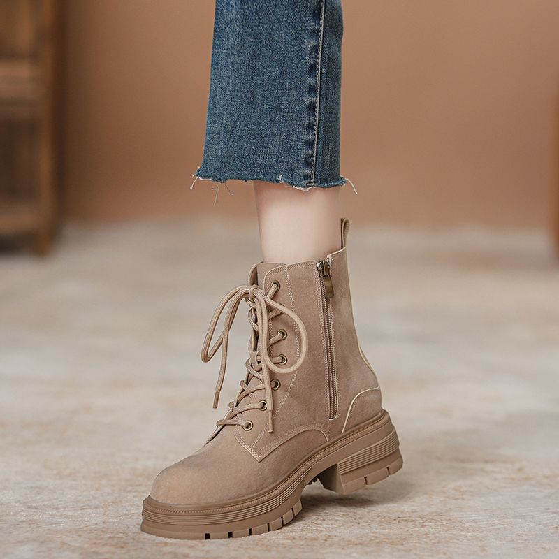 Versatile Abrasive British Fan Platform Ankle Vintage Martin Female Height Women's Leather Boots