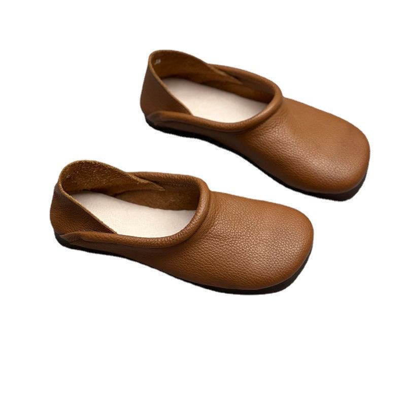 Women's Genuine Two-way Wear Square Toe Flat Bottom Personalized Ethnic Women's Casual Shoes