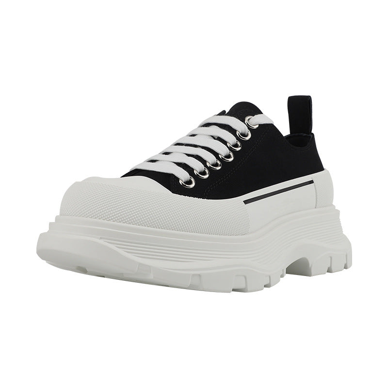 Women's & Men's Block Platform Muffin Height Increasing Insole Dad Korean Canvas Shoes