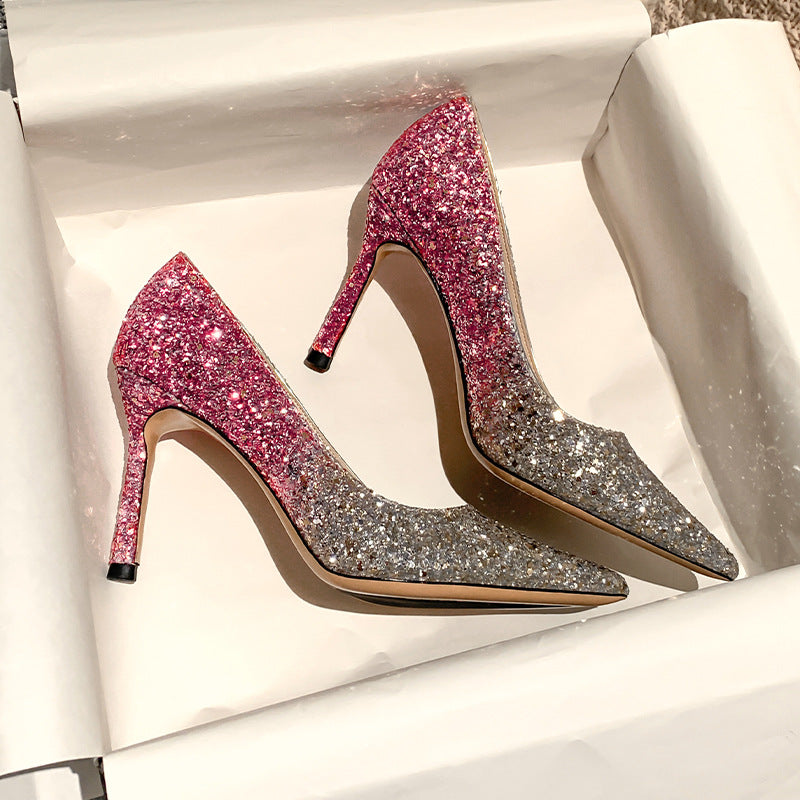 Women's Wedding Bride Sier Pink Main Dress Women's Fashion Shoes
