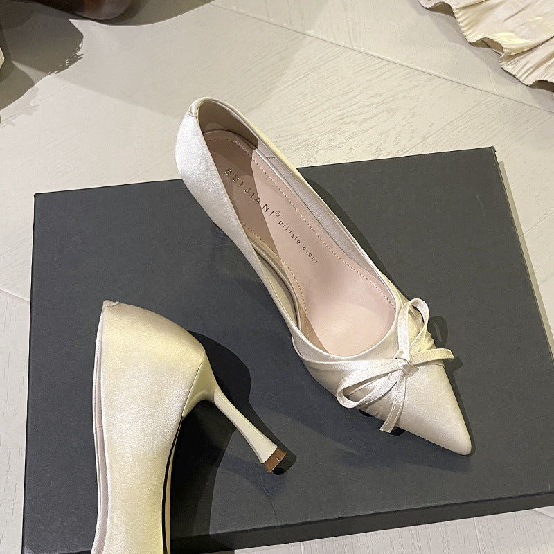 Women's Chinese Style Wedding Bridal Pointed High Pumps Not Heels