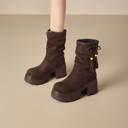 Women's Raise The Bottom Ankle Fleece-lined High Women's Leather Boots