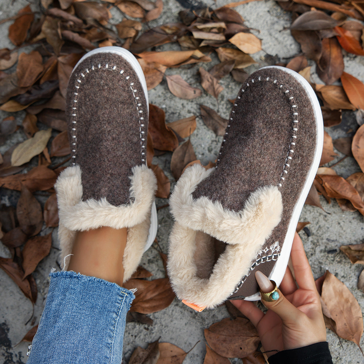 Women's Winter Cotton Plus Size Fleece-lined Thicker Women's Shoes