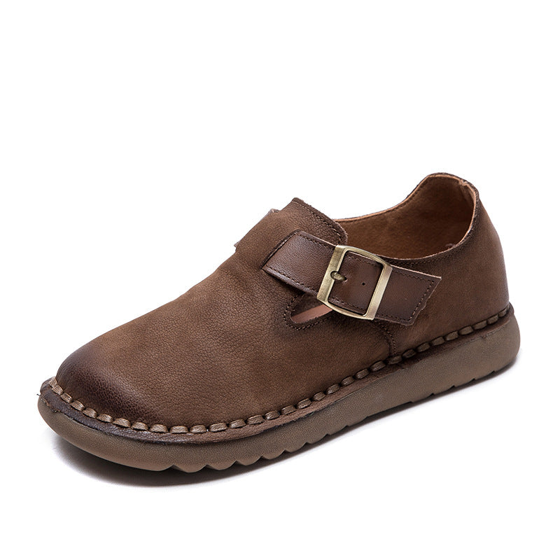 Women's Soft Surface British Style Pumps Sewing Line Casual Shoes