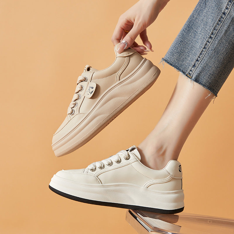 Women's Platform White Autumn Height Increasing Bread Casual Shoes