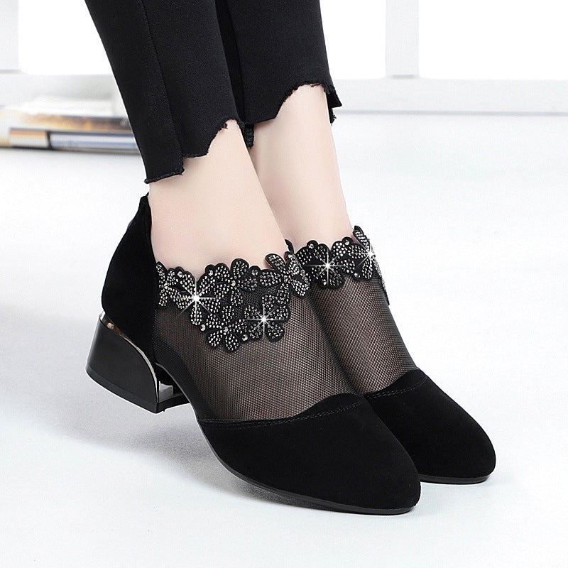 Women's Autumn Mesh Mid Chunky Perforated Retro Sandals