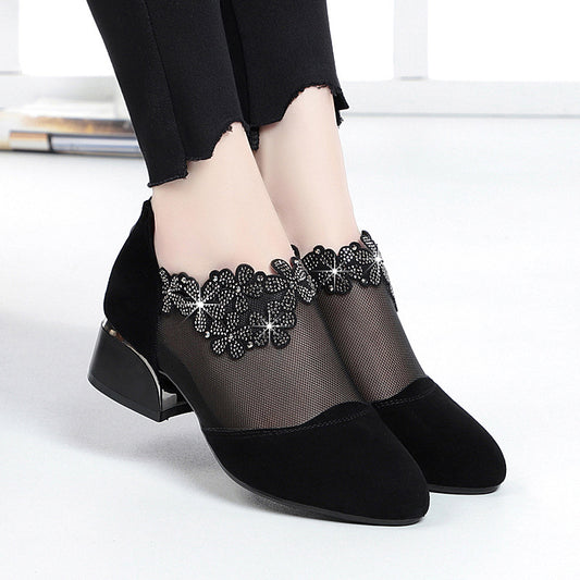 Women's Autumn Mesh Mid Chunky Perforated Retro Sandals