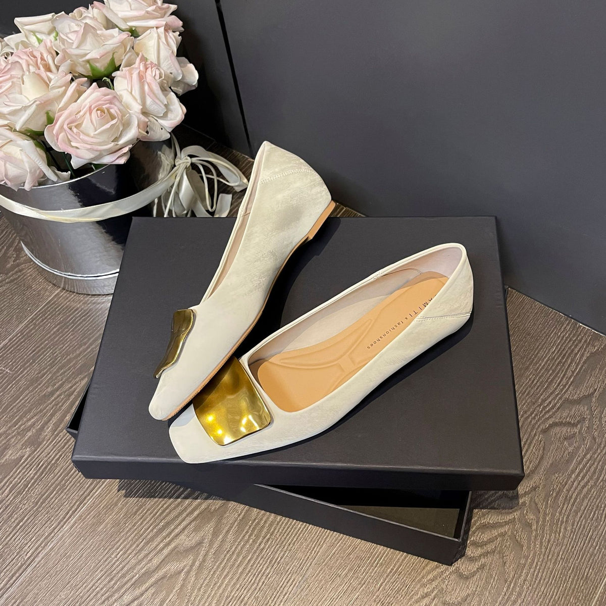 French Style Height Increasing Insole Golden Buckle Not Women's Fashion Shoes