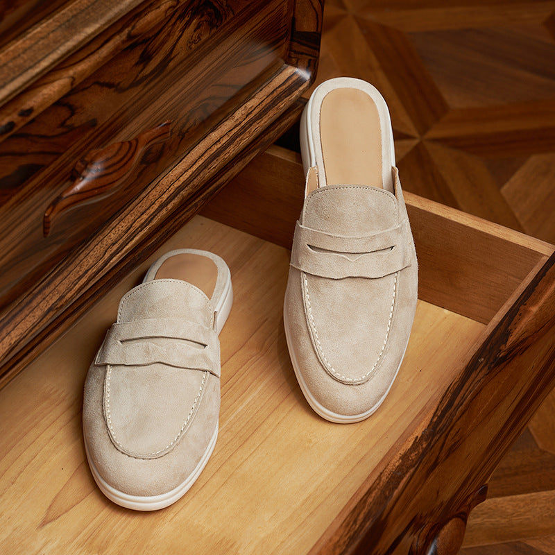 Men's Frosted Sheepskin Closed Toe Half Comfort Sandals