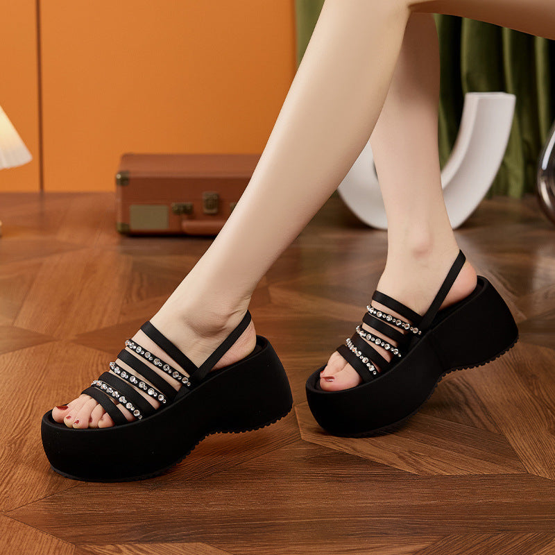 Women's Fashion Versatile Roman Style Comfortable Height Sandals