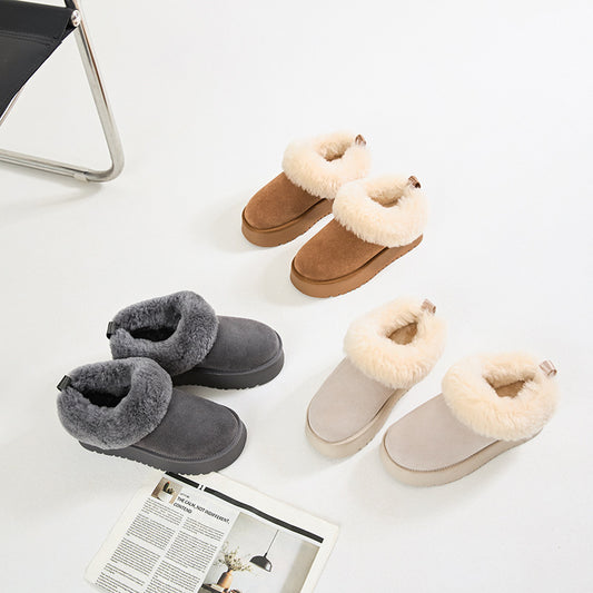 Insole Platform Female Winter Slip-on Fur Integrated Women's Snow Boots